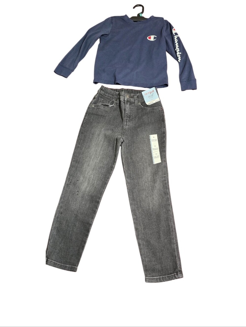 Cat & Jack Girls' Washed Black Straight-Leg Jeans